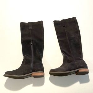 Sole Society Tall‎ Boots Suede Leather Gray Brown Riding Zipper Women’s Size 8.5
